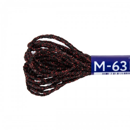 Нитки для вышивания "Gamma"   мулине NM   металлик   100\% полиэстер   12 x  6 м M-63 черный/красный
