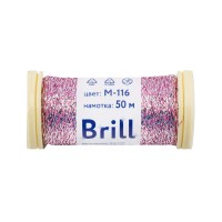 Нитки для вышивания "Gamma"   "Brill" мулине М   металлик   100\% полиэстер   5 x  50 м M-116 серебристый/розовый