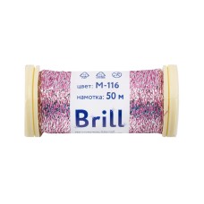 Нитки для вышивания "Gamma"   "Brill" мулине М   металлик   100\% полиэстер   5 x  50 м M-116 серебристый/розовый
