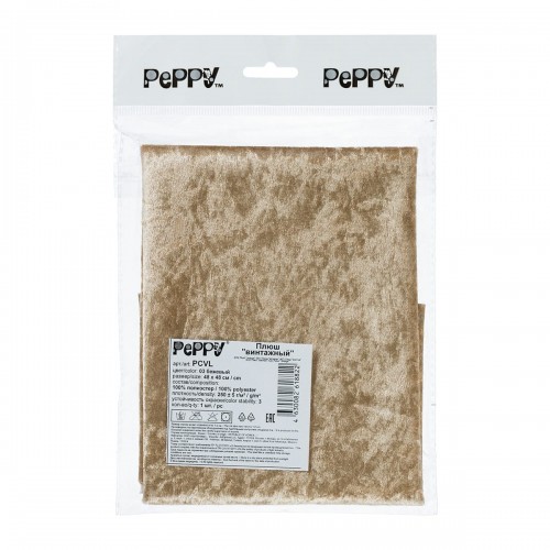 "PEPPY"   Плюш "винтажный"   PCVL   ФАСОВКА   48 x 48 см  250 г/кв.м ± 5   100\% полиэстер 03 бежевый