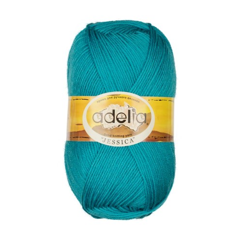 Пряжа ADELIA "JESSICA"   67\% шерсть, 33\% полиэстер   5 шт. х  100 г  260 м ± 10 м №25 бирюзовый