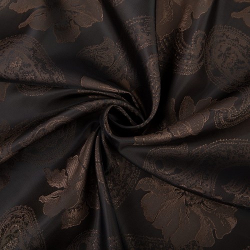 Ткань подкладочная "Gamma"   Taffeta с рисунком   JTR   52\% полиэстер, 48\% вискоза   145 см ± 2 см №111 т.коричневый (огурцы,цветы)
