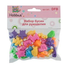 "Hobbius"   Набор бусин для рукоделия "Конфетти"   DFB   6 шт №01 крупные фигуры