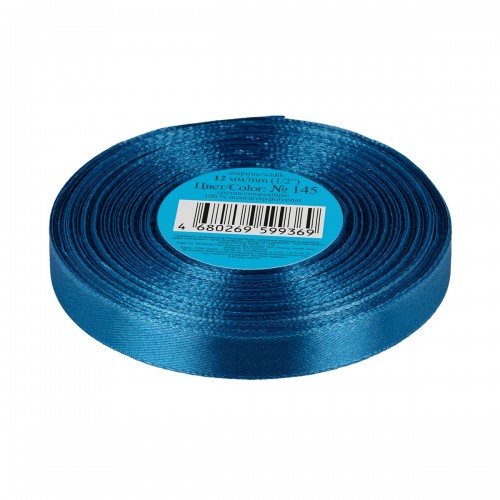 Лента атласная 12 мм ( 1/2 ")  "Gamma"   33 м ± 2 м №145 сине-серый