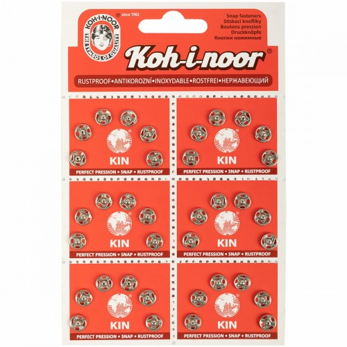Кнопка пришивная "KOH-I-NOOR"   10 (KIN1000 №1/2)   металл  d 8 мм  6 x  6 шт. под никель