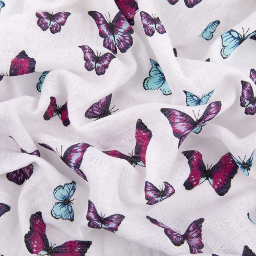 Ткань "PEPPY"   Ткань муслиновая   ФАСОВКА   EMBRACE   100\% хлопок   100 х  125 см  Shannon Fabrics empapillions magenta
