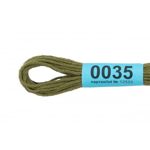 Нитки для вышивания "Gamma"    мулине  ( 0001-0206 )  100\% хлопок   24 x  8 м №0035 хаки