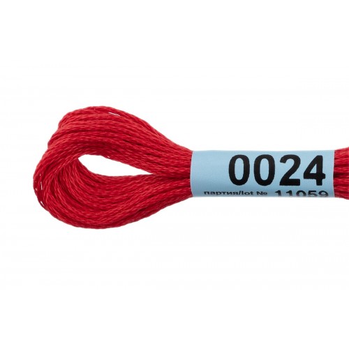 Нитки для вышивания "Gamma"    мулине  ( 0001-0206 )  100\% хлопок   24 x  8 м №0024 т.красный