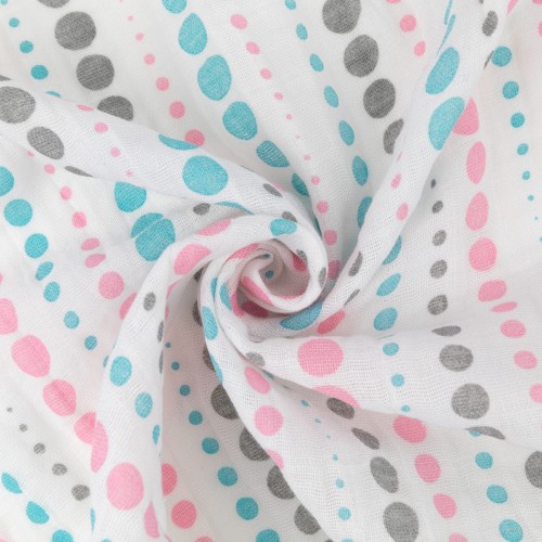 Ткань "PEPPY"   Ткань муслиновая   ФАСОВКА   EMBRACE   100\% хлопок   100 х  125 см  Shannon Fabrics dotstripe paris/silver/topaz