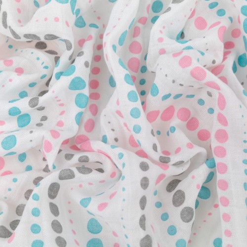 Ткань "PEPPY"   Ткань муслиновая   ФАСОВКА   EMBRACE   100\% хлопок   100 х  125 см  Shannon Fabrics dotstripe paris/silver/topaz