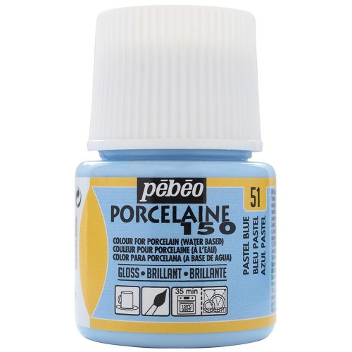 "PEBEO"   Краска по фарфору и керамике под обжиг пастельная Porcelaine 150   45 мл 024-051 голубой