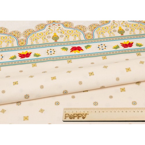 Ткань для пэчворка PEPPY   ИНДИЙСКОЕ САРИ   ФАСОВКА   60 x 110 см  146 г/кв.м ± 5   100\% хлопок ИС-01 Панель кремовый