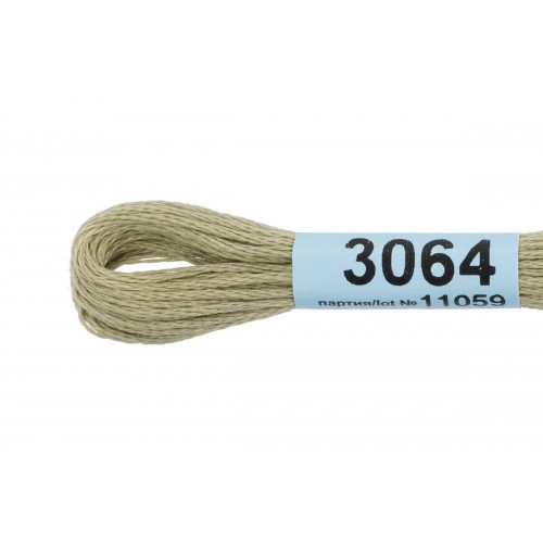 Нитки для вышивания "Gamma"    мулине  ( 0820-3070 )  100\% хлопок   24 x  8 м №3064 оливковый