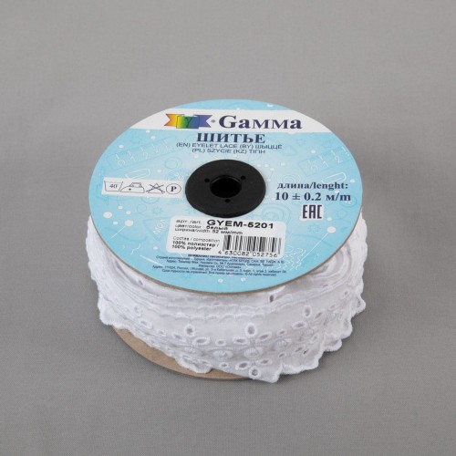 Шитье "Gamma"   52 мм  GYEM-5201   в рулоне   10 м ± 0.2 м  Турция белый