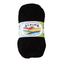 Пряжа ALPINA "XENIA"   100\% мерсеризованный хлопок   10 шт. х  50 г  240 м ± 10 м №002 ЧЕРНЫЙ