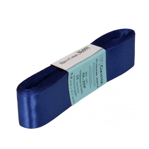 Лента атласная 25 мм ( 1 ")  "Gamma"   AL-25P   ФАСОВКА   5 x  5.4 м №095 синий