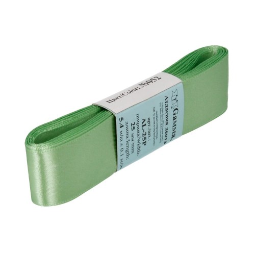 Лента атласная 25 мм ( 1 ")  "Gamma"   AL-25P   ФАСОВКА   5 x  5.4 м №052 травяной