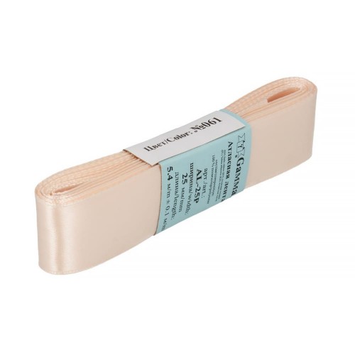Лента атласная 25 мм ( 1 ")  "Gamma"   AL-25P   ФАСОВКА   5 x  5.4 м №061 св.св.бежевый