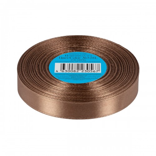Лента атласная 12 мм ( 1/2 ")  "Gamma"   33 м ± 2 м №528L(18-1019) коричневый