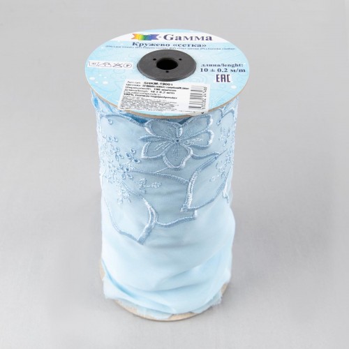 Кружево "Gamma"   "шифон"   190 мм  SHKM-19001   в рулоне   10 м ± 0.2   Турция SF006BLU (042) голубой