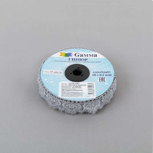 Гипюр "Gamma"   25 мм  GGM-2502   в рулоне   10 м ± 0.2 GP017LGR  св.серый