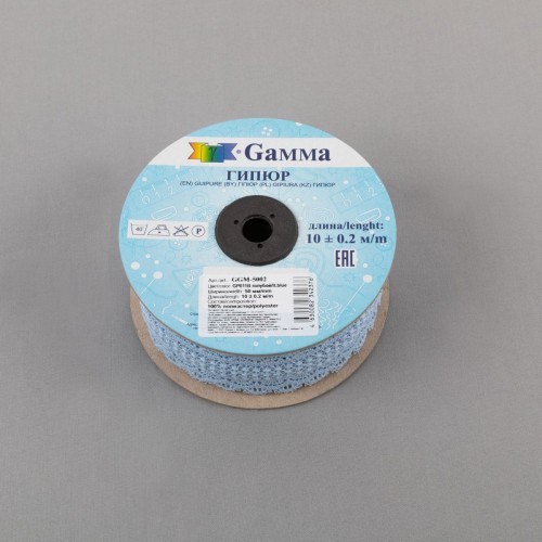 Гипюр "Gamma"   50 мм  GGM-5002   в рулоне   10 м ± 0.2 GP011B  голубой
