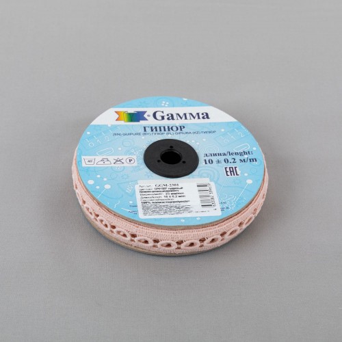 Гипюр "Gamma"   23 мм  GGM-2301   в рулоне   10 м ± 0.2 GP015BP пудровый(бежево-розовый)