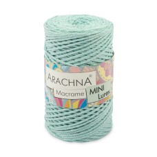 Пряжа ARACHNA "Macrame Mini Lurex"   75\% хлопок, 15\% полиэстер, 10\% люрекс   4 шт. х  250 г ± 10 г  200 м ± 20 м №19 мятный-серебро