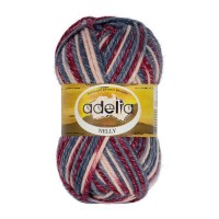 Пряжа ADELIA "NELLY"   70\% шерсть, 30\% акрил   5 шт. х  100 г  100 м ± 5 м №33 св.розовый-серо-синий-джинс-бордовый