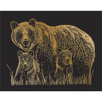 "Hobbius"   SGHK   Набор для творчества "Гравюра"   20 x 25.5 см №58 "Медведи" (золото)