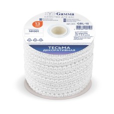 "Gamma"   тесьма декоративная "Булет"   GBL-15   13 мм  33 м ± 0.5 м  №001 белый