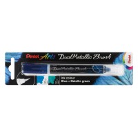 "Pentel"   Маркер-кисть с кнопкой подкачки чернил XGFH в блистере   1-10 мм   кисть XGFH-DCX синий+зеленый металлик