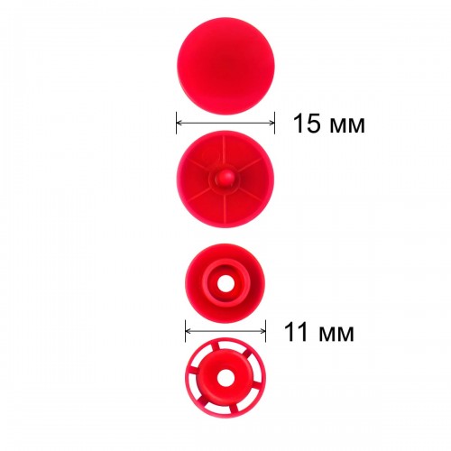 Кнопка "Micron"   POM-15/500   Кнопки пластиковые   пластик  d 15 мм  500 шт. № 003 красный