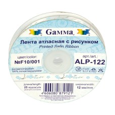 Лента атласная 12 мм ( 1/2 ")  "Gamma"   ALP-122   с рисунком   22.8 м ± 0.5 м D13/101 круги/бл-оранжевый
