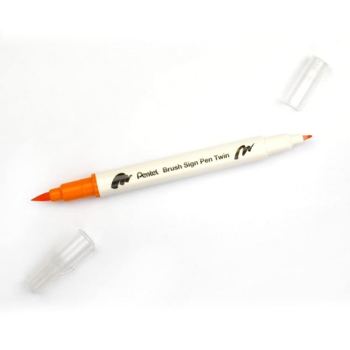 "Pentel"   Набор 2-х сторонних брашпенов Pentel Brush Sign Pen Twin в пластиковой упак.   2.9 мм   6 цв.  пулевидный SESW30C-6