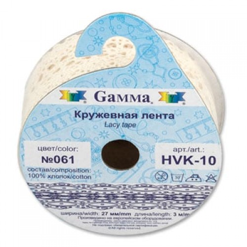 "Gamma"   кружевная лента   HVK-10   ФАСОВКА   27 мм  5 х  3 м  СК/Распродажа №090 ярко-зеленый