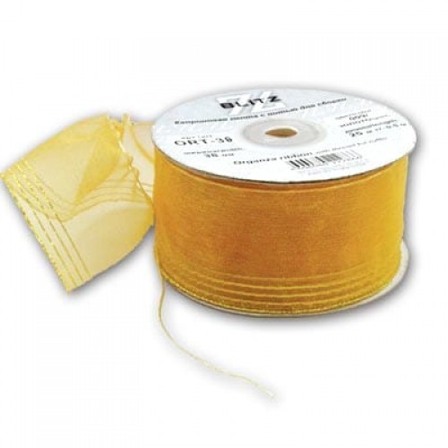 Лента капроновая 38 мм ( 1 1/2 ")  "BLITZ"   ORT-38   25 м ± 1 м №097 св. персиковый/золото