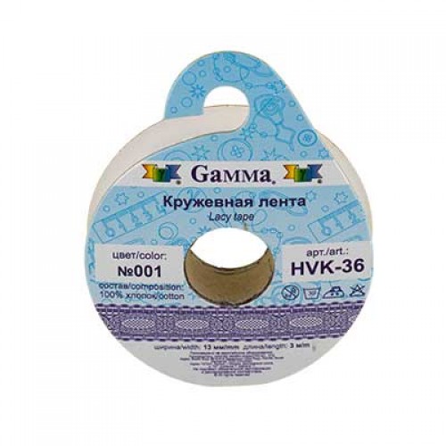 "Gamma"   кружевная лента   HVK-36   ФАСОВКА   13 мм  5 х  3 м  СК/Распродажа №113 черный