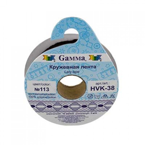 "Gamma"   кружевная лента   HVK-38   ФАСОВКА   16 мм  5 х  3 м  СК/Распродажа №113 черный