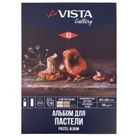 "VISTA-ARTISTA"   Альбом для пастели   PCPB-A3   160 г/м2  A3   29.7 х  42 см  склейка с одной стороны   18 л.  6 цв. "Лисички" насыщенные тона