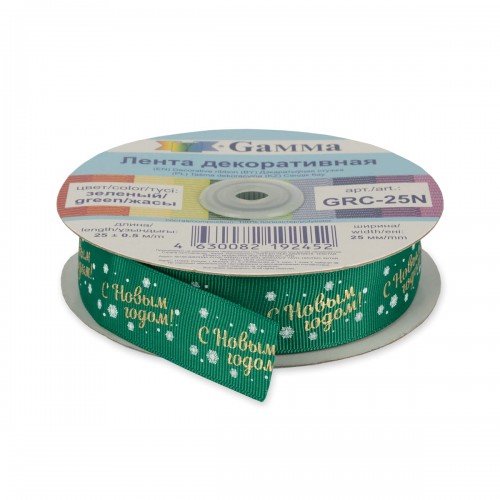"Gamma"   репсовая лента с рис.   GRC-25N   25 мм  1 "  25 м ± 0.5 м красный