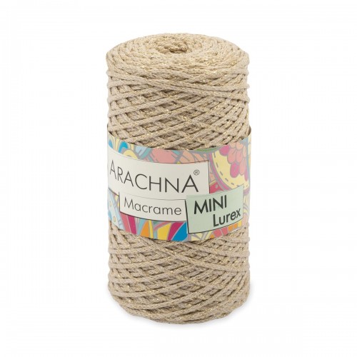 Пряжа ARACHNA "Macrame Mini Lurex"   75\% хлопок, 15\% полиэстер, 10\% люрекс   4 шт. х  250 г ± 10 г  200 м ± 20 м №19 мятный-серебро