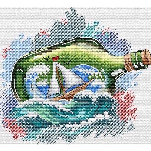 Набор для вышивания "М.П.Студия" Вышивка на одежде   В-684   "Морское послание" 19 х 18 см