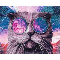 Кристальная (алмазная) мозаика  "ФРЕЯ" ALPD-082   на подрамнике "Космический кот" 50 х 40 см