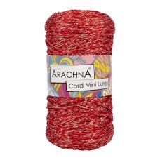 Пряжа ARACHNA "Cord Mini Lurex"   90\% полиэфир, 10\% люрекс   3 шт. х  75 г ± 10 г  200 м ± 10 м №04 красный-золото