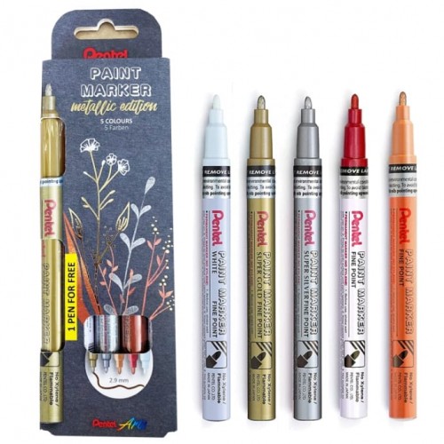 "Pentel"   Набор маркеров перманентных Paint   2.9 мм   5 шт.  пулевидный MSP10-5