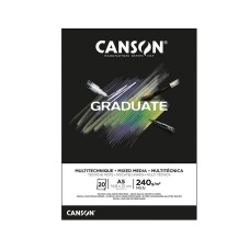 "Canson"   Альбом для смешанных техник Graduate BLACK   240 г/м2  A5   склейка с одной стороны   20 л. C31250P019 Черный