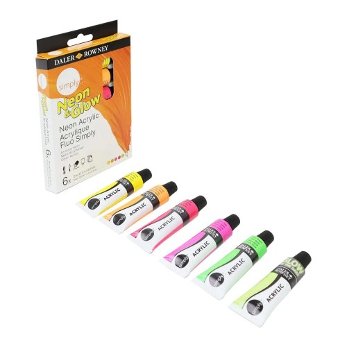 Краска акриловая "Daler Rowney"   набор Simply Neon&Glow   6 цв. х  12 мл 126500306