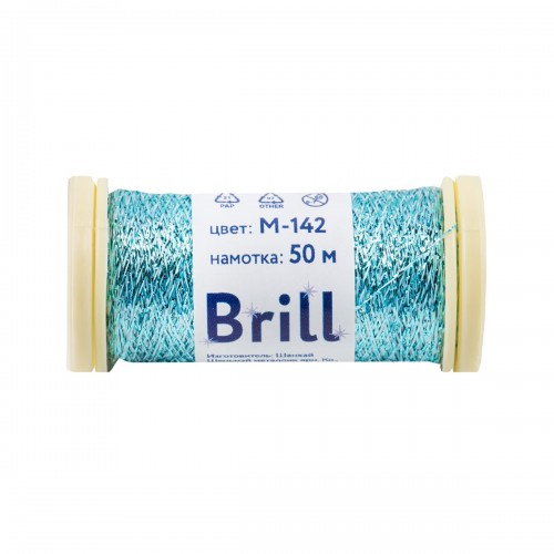 Нитки для вышивания "Gamma"   "Brill" мулине М   металлик   100\% полиэстер   5 x  50 м M-142 бирюзовый