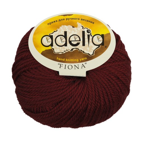 Пряжа ADELIA "FIONA"   50\% шерсть, 50\% акрил   10 шт. х  50 г  90 м ± 3 м №230 бордовый